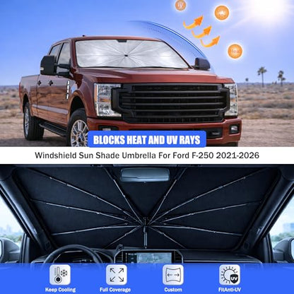 Car Windshield Sun Shade Umbrella for Ford F (For Ford F-250 2021-2026)