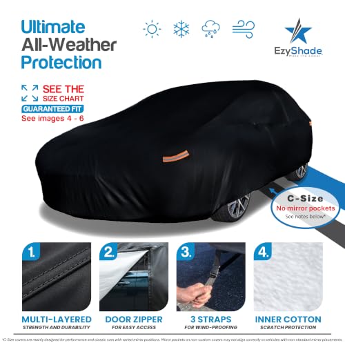 Sports Car Cover Waterproof All Weather. See Size (Black / C1 - see Vehicle Size Chart)