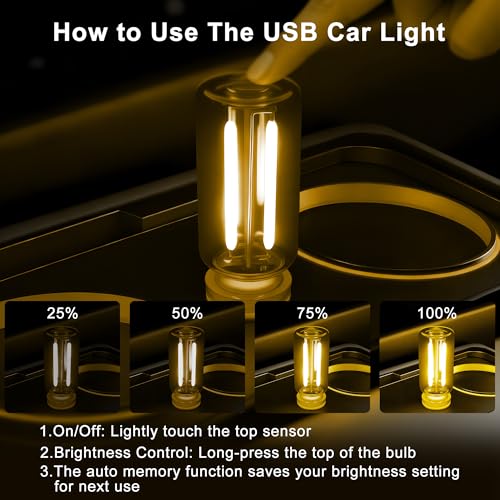 2 Packs USB Light for Car (2PCS(Yellow))