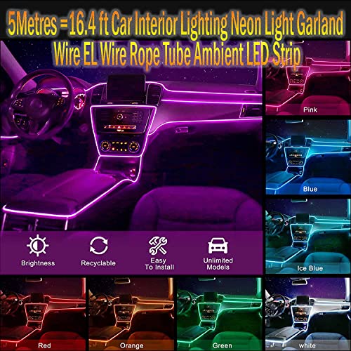 El Wire Neon Light Car Interior LED Lights (Ice blue / 5m)