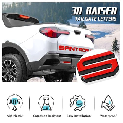 Tailgate Insert Letters Compatible for 2022 2023 2024 2025 Santa Cruz 4D Raised Tailgate Decal Letters (Black Edge Red Faced)