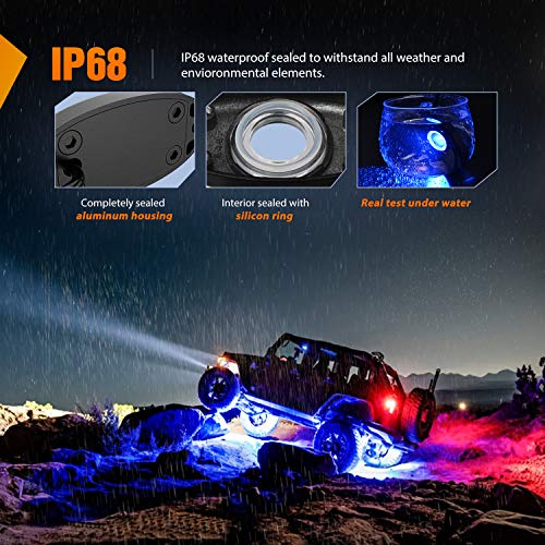 4PCS Blue LED Rock Lights Underglow Wheel Well Pods (Blue / 4Pcs Pods)