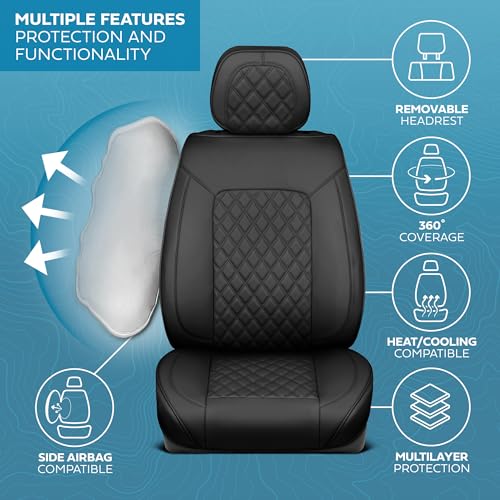 Curated Onyx Napa Leather Seat Covers for Cars & SUVs (Black (Onyx) / Front Seats)