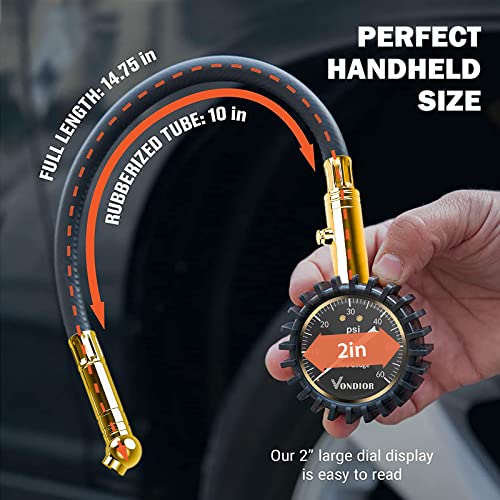 Tire Pressure Gauge (0-60 PSI / Black Tire Gauge w/ Tube)