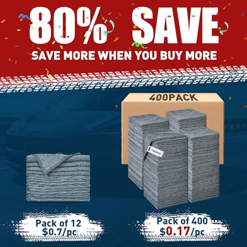 Microfiber Cleaning Cloths Bulk (Grey / 400P)