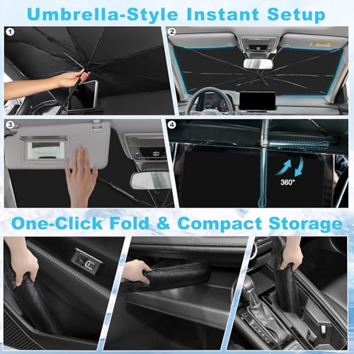 Windshield Sun Shade Umbrella Compatible with Toyota Tacoma 2016 (For Toyota Tacoma 2016+)