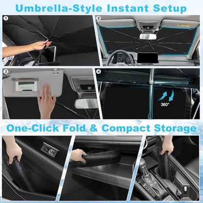 Windshield Sun Shade Umbrella Compatible with Toyota Tacoma 2016 (For Toyota Tacoma 2016+)