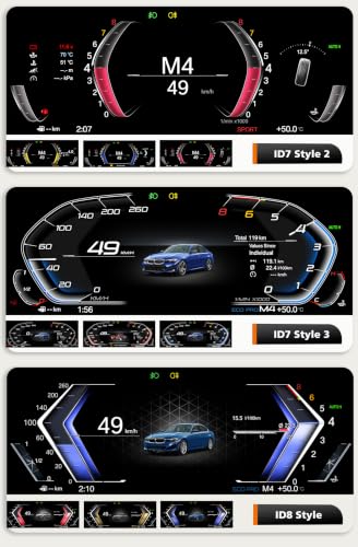 12.3” HD Screen1920*720 Digital Instrument Cluster Display for BMW 5 Series E60 E61 X5 E70 X6 E71 Support Wireless Apple Carplay Speedometer Upgrade Plug&Play Replacement