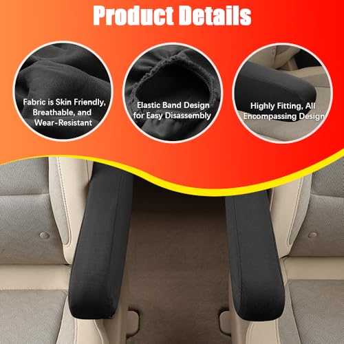 4PC Car Front Seat Armrest Covers (Black-4PC)