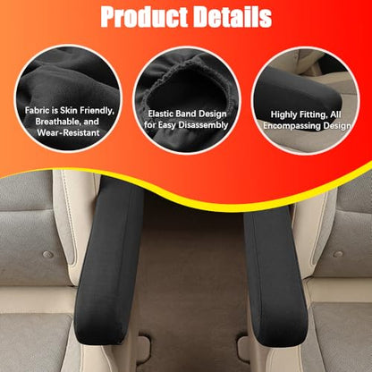 4PC Car Front Seat Armrest Covers (Black-4PC)