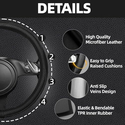 6 PCS Car Steering Wheel Cover Set (Steering Wheel Cover Set / Black)