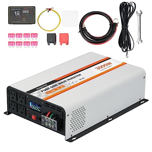 3000W Pure Sine Wave Power Inverter DC 12V to AC 120V (3000W-Wired / 12V)