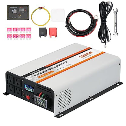 3000W Pure Sine Wave Power Inverter DC 12V to AC 120V (3000W-Wired / 12V)