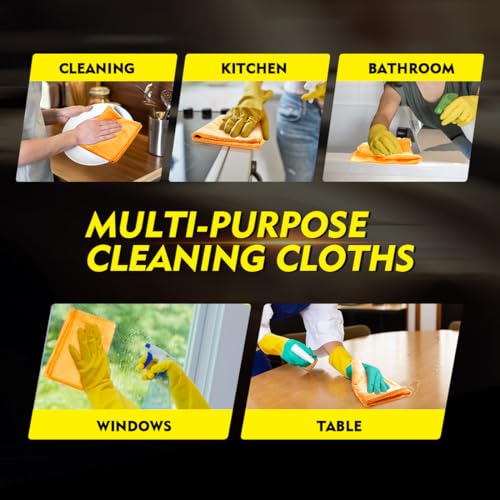Yellow Microfiber Cleaning Cloths 12 Pack (Yellow / 12.5 x 12.5 Inch)
