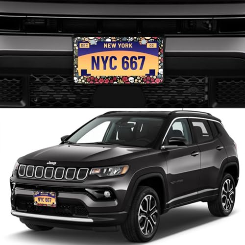 Halloween Ghost Skull Floral License Plate Frame Colorful Flowers Stainless Steel Steel License Plate Holder Auto Parts Decoration with Screws License Plate Holder 12x6 Inch Car Accessories (Halloween Skull Floral)