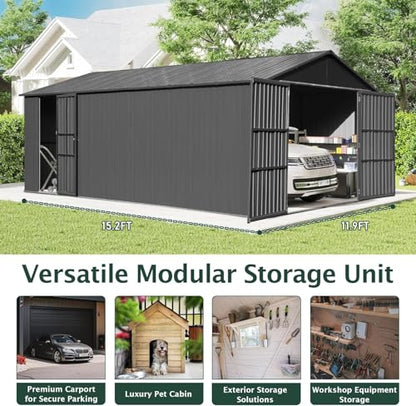 Domi 12'x25' Outdoor Metal Garage Shed (12'x25')