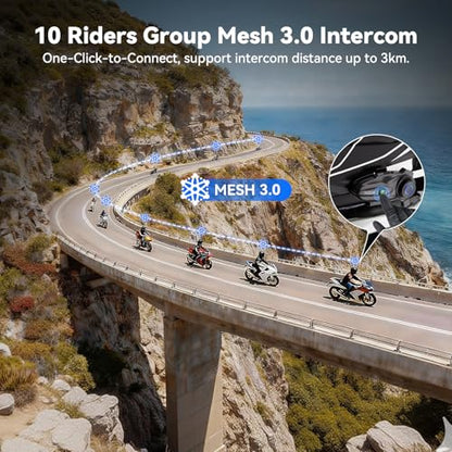 X10 10 Riders Group Mesh Motorcycle Intercom (Grey / X10 1 Unit)