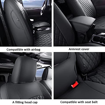 Wrangler JL Seat Covers Custom Fit for Jeep Wrangler (Black / 18-26 JL 4 Door With Rear Cup Holder Full Set)