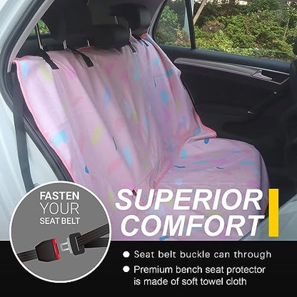 Back Seat Cover for Car Trucks Van SUV Jeep (Rear Bench Seat Towel / Pink Marbling)