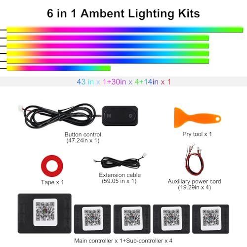 Dreamcolor Acrylic Interior Car LED Strip Lights