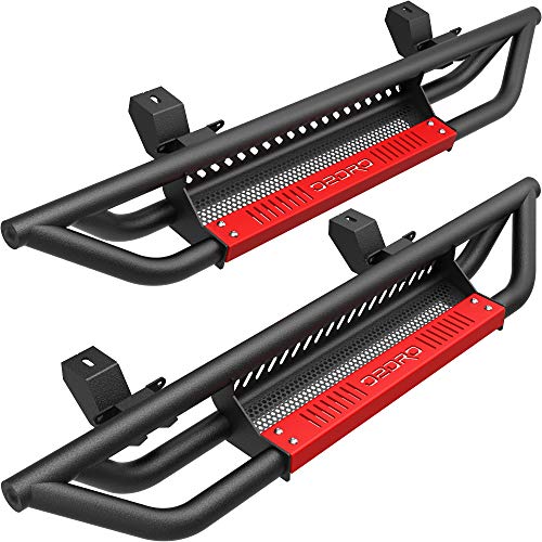 Paintable Running Boards Fit for 2018 (2 Door / Black+Red)