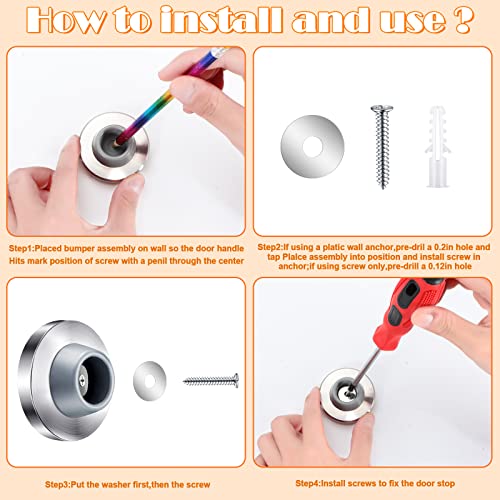 Wall Door Stopper (Silver, Black)