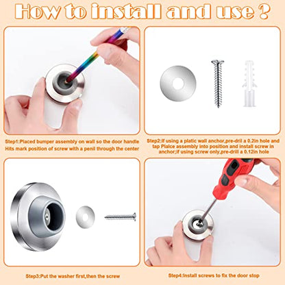 Wall Door Stopper (Silver, Black)