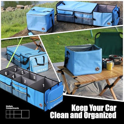 LIBZAKI Oversize 4 in 1 Car Trunk Storage Organizer (Oversize / Light Blue)
