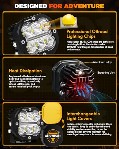 XP Ultra Series 3 Inch LED Pod Offroad Light with DRL & Turn Signal (XP-Ultra 3 Inch Amber/White Combo & DRL)