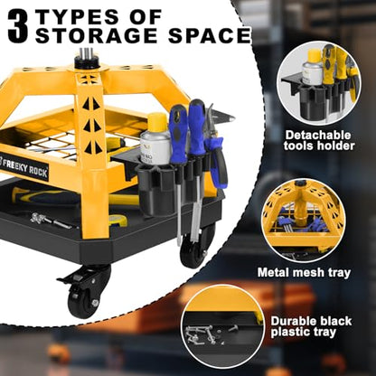 Rolling Shop Stool with Wheels (Yellow)