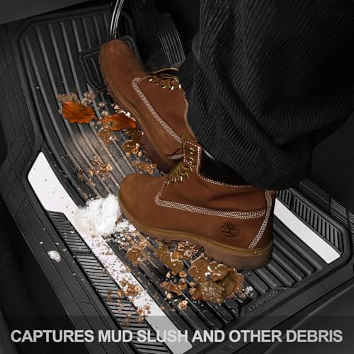 Heavy Duty Rubber Car Mats Metallic (Black White)