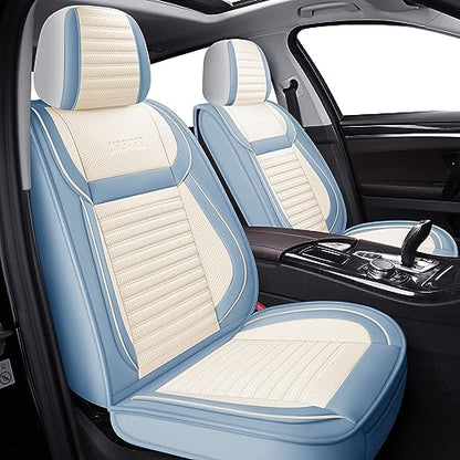 Front Car Seat Covers (White-Light blue / Front)