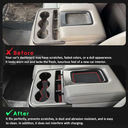 Silicon Organizer Tray Mat Compatible with Silverado 1500 BenchSeats (Red / 5 piece/set)