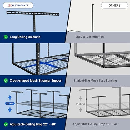 3x8 Overhead Garage Ceiling Storage Rack (White / 3x8 ft)