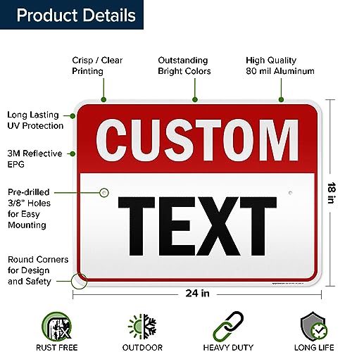 Custom Sign Custom Sign for Business (Header - Horizontal / 18x24 - Aluminum Reflective)