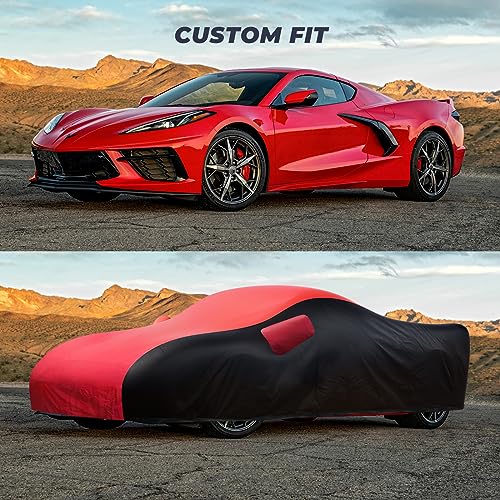 Waterproof Car Cover Custom for Chevy Corvette 2020 (Red Black / Corvette C8)
