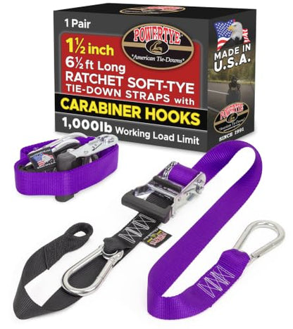 1.5 inch x 6.5ft Ratchet Straps w (6.5 ft / Purple)