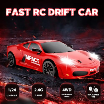 RC Drift Car 2.4GHz Remote Control Cars 1 (E.bright Red)