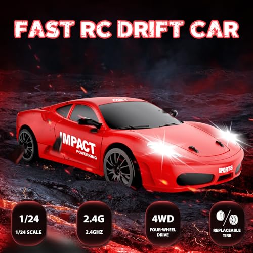RC Drift Car 2.4GHz Remote Control Cars 1 (E.bright Red)
