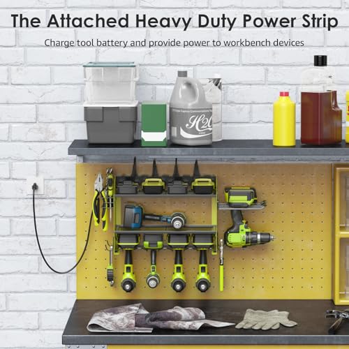 Modular Power Tool Organizer Wall Mount Charging Station (Green / 6FT Cord)