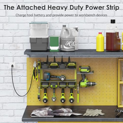 Modular Power Tool Organizer Wall Mount Charging Station (Green / 10FT Cord)