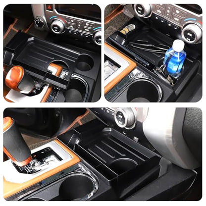 Center Console Organizer Tray ABS Black Multifunction Storage Box Fit for Toyota Tundra 2014