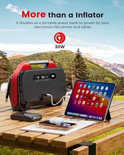 S6SE Tire Inflator Portable Air Compressor (Red / 15600 mAh)