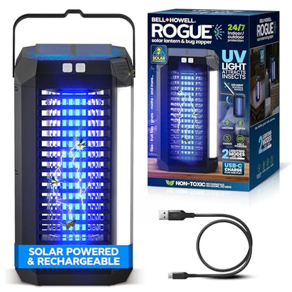 Rogue 2 in 1 Solar Bug Zapper Outdoor and Bug Zapper Indoor Plug in for Mosquito
