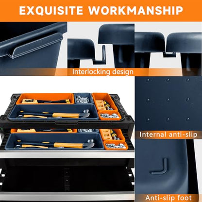 Tool Box Organizer Tray (Blue & Orange: 60 PCS)
