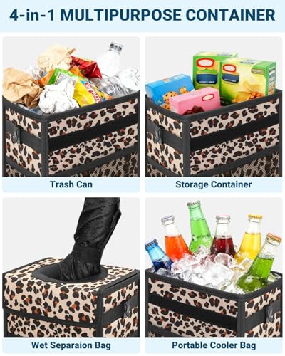 Car Trash Can with Lid (3 Gallons / Leopard)