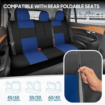 PolyPro Car Seat Covers Full Set in Blue on Black (Blue)