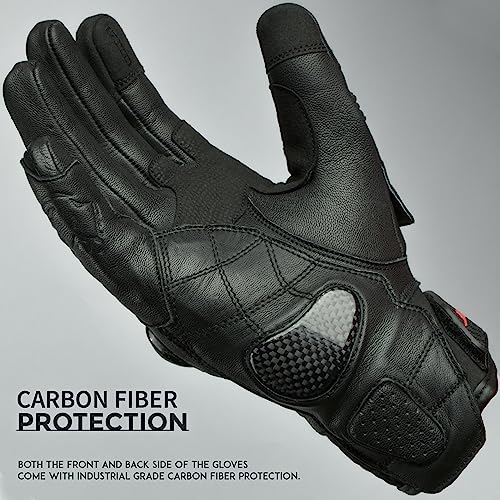 Leather Motorcycle Gloves for Men (Black / 3X-Large)