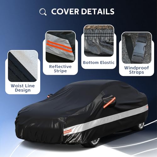 10 Layers Car Cover Custom Fit for Honda Civic Sedan (Black Gray / Custom Fit for Honda Civic)