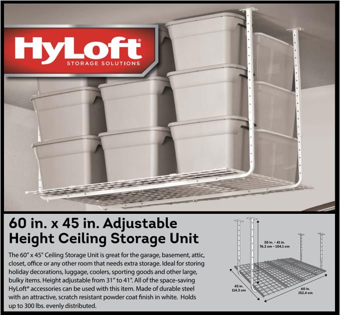 Ceiling Mounted Adjustable Shelf in White (White / 60 X 45)